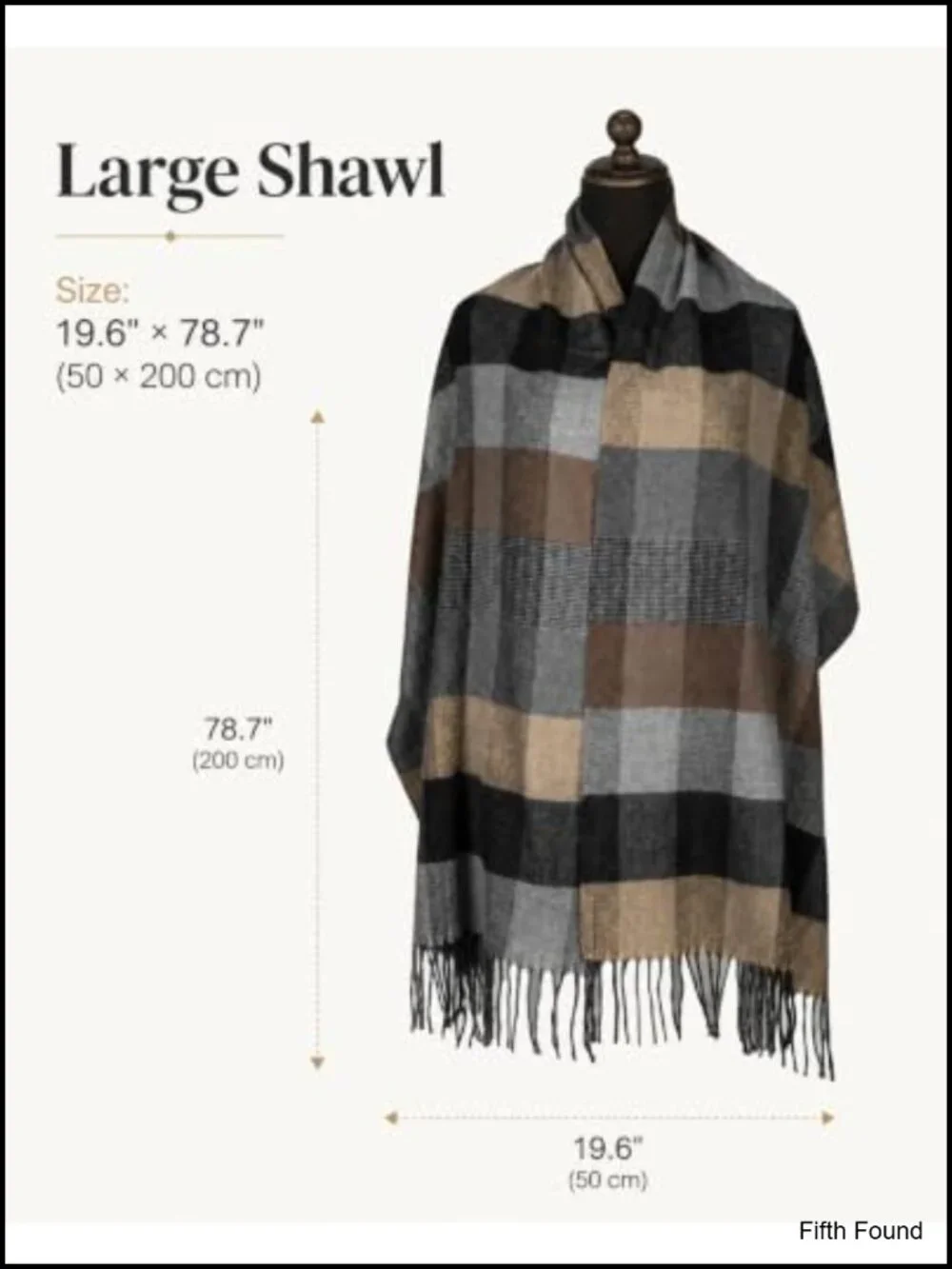 Oversized Tartan Plaid Shawl Wrap Winter Warm Blanket Scarf